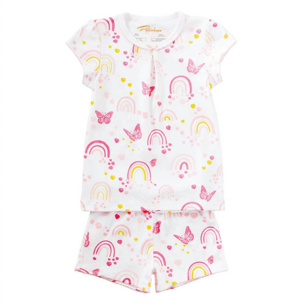 NEW PETIDOUX kids' summer pajamas in over the rainbow